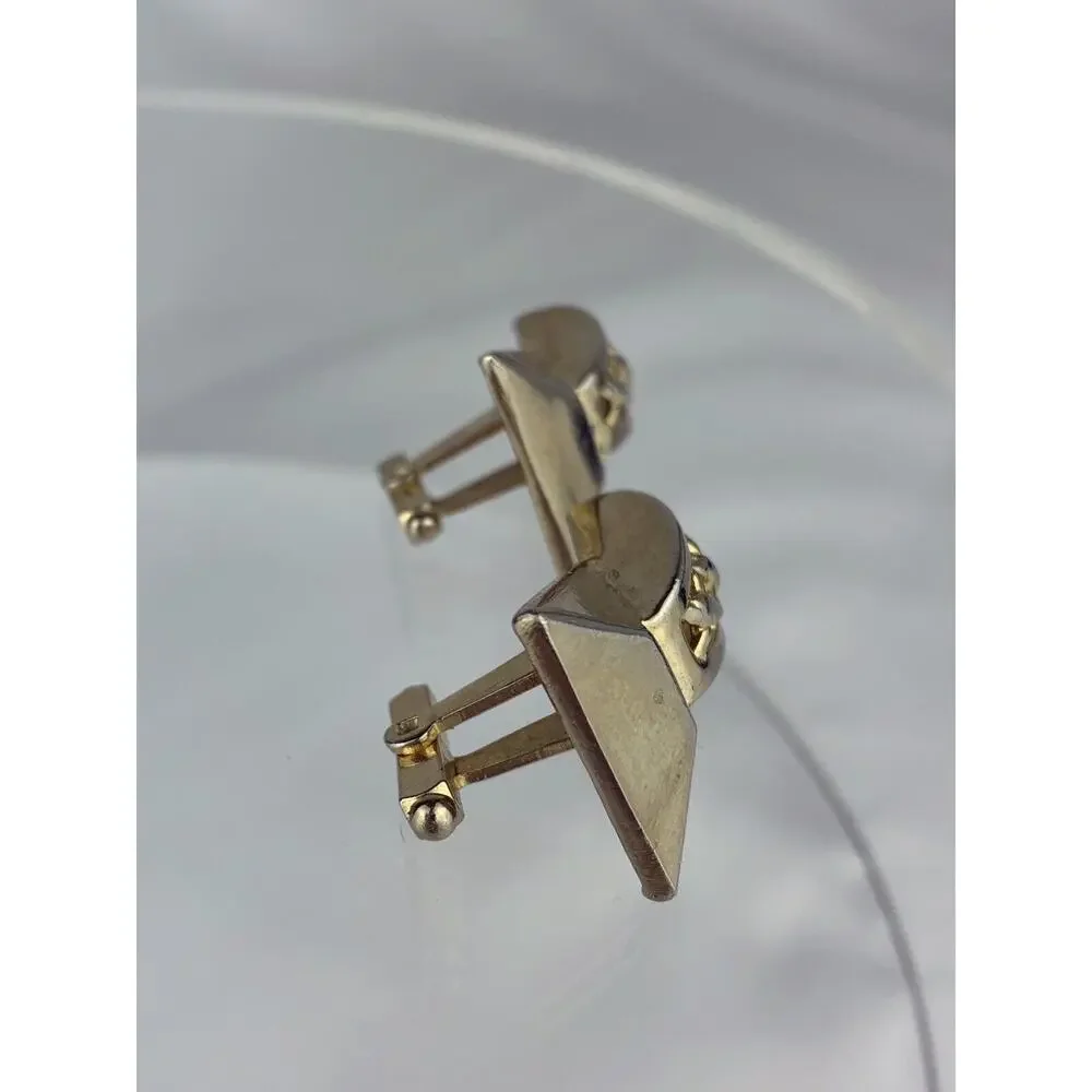 Retro 1980’s Style Geometric Gold Tone Cufflinks Flashy Funky Statement VTG N1